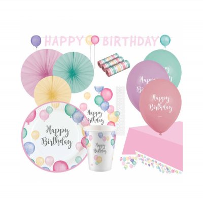 Párty Set Happy Birthday pastelové balónky
