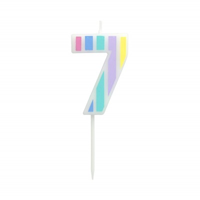 Svíčka dortová barevné pruhy číslo