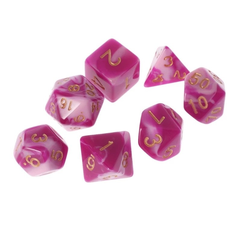 TLAMA games Sada 7 dvoubarevných perleťových kostek pro
