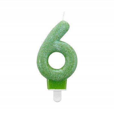 Svíčka dortová glitr zelená číslo