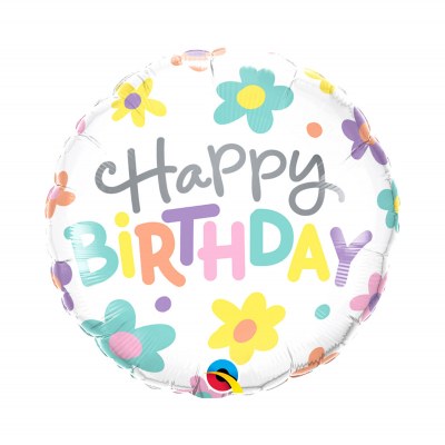 Balónek fóliový Happy Birthday barevné